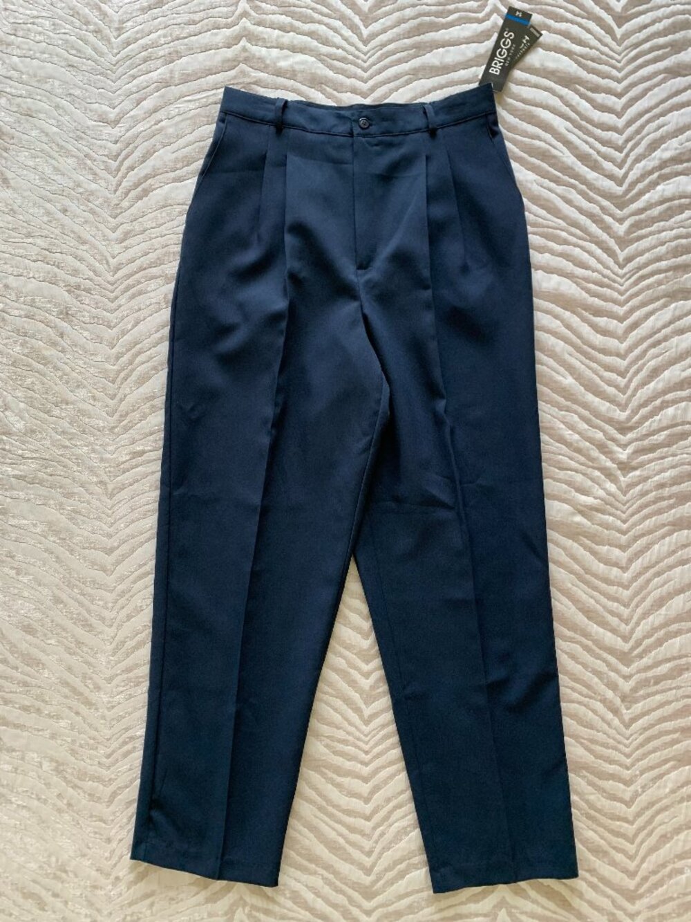 NWT Briggs New York Pleated Tapered Dress Pants Navy Blue Trousers